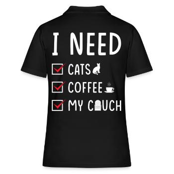 katzen Kaffee Couch - Frauen Polo Shirt - Schwarz - Hinten - Ailine (174cm)