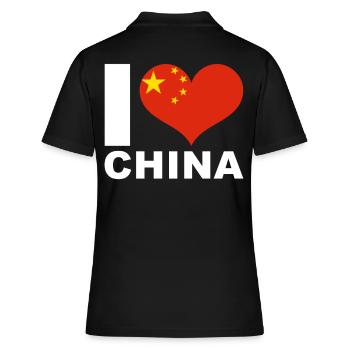 Ich liebe China Herz Flagge China - Frauen Polo Shirt - Schwarz - Hinten - Ailine (174cm)