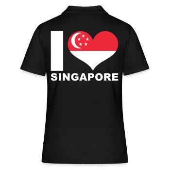 J’adore Singapour drapeau du cœur Singapour - Polo Femme - noir - Dos - Ailine (174cm)