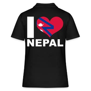 Ich liebe Nepal Herz Flagge Nepal - Frauen Polo Shirt - Schwarz - Hinten - Ailine (174cm)