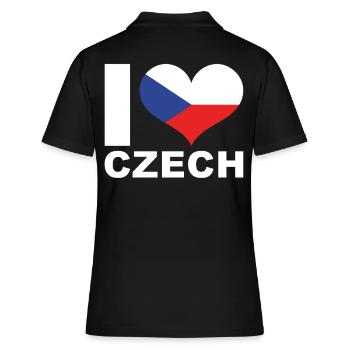 J’aime République tchèque Heart Flag République tchèque - Polo Femme - noir - Dos - Ailine (174cm)