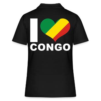 Ich liebe Kongo Herz Flagge Kongo - Frauen Polo Shirt - Schwarz - Hinten - Ailine (174cm)
