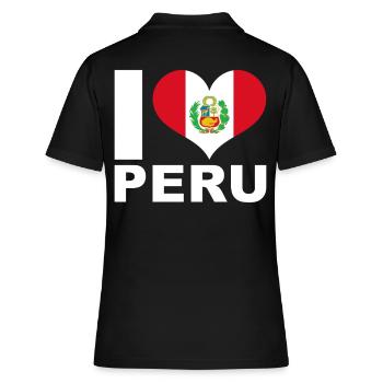 Ich liebe Peru Herz Flagge Peru - Frauen Polo Shirt - Schwarz - Hinten - Ailine (174cm)