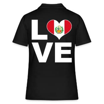 Ich liebe Peru Herz Flagge Peru - Frauen Polo Shirt - Schwarz - Hinten - Ailine (174cm)