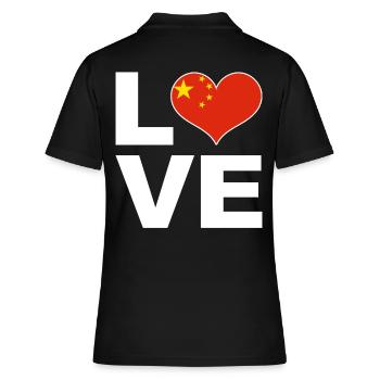 Ich liebe China Herz Flagge China - Frauen Polo Shirt - Schwarz - Hinten - Ailine (174cm)