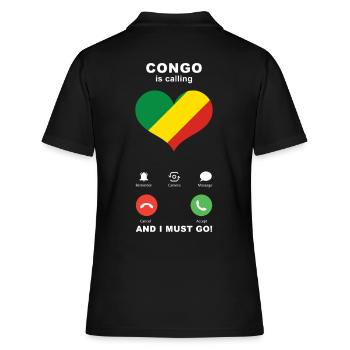 Kongo is calling Kongo Herz Souvenir - Frauen Polo Shirt - Schwarz - Hinten - Ailine (174cm)