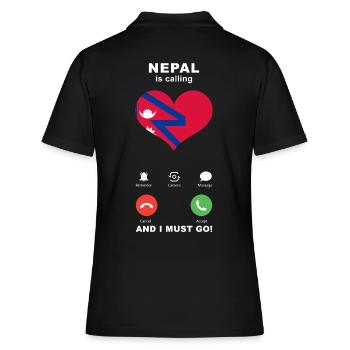 Nepal is calling Nepal Herz Souvenir - Frauen Polo Shirt - Schwarz - Hinten - Ailine (174cm)