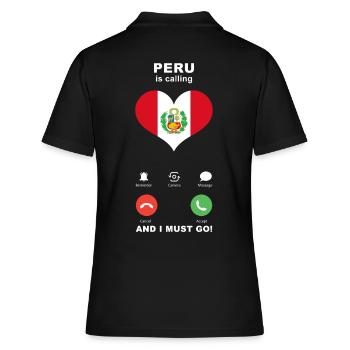 Peru is calling Peru Herz Souvenir - Frauen Polo Shirt - Schwarz - Hinten - Ailine (174cm)