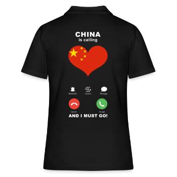 China is calling China Heart Souvenir - Women's Polo Shirt - black - Back - Ailine (174cm)