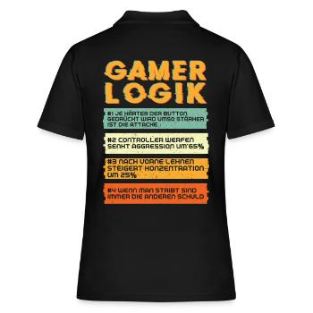 Gamer Logik Gaming - Frauen Polo Shirt - Schwarz - Hinten - Ailine (174cm)