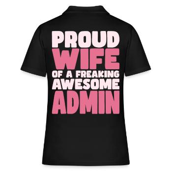 Proud Wife of A Damn Good Admin - Women's Polo Shirt - black - Back - Ailine (174cm)