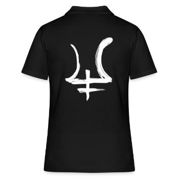 Neptun Astrologie Symbol - Frauen Polo Shirt - Schwarz - Hinten - Ailine (174cm)