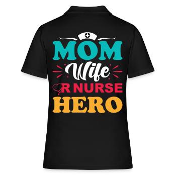 OP Krankenschwester Mama - Frauen Polo Shirt - Schwarz - Hinten - Ailine (174cm)