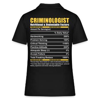 Criminologue Criminologie Informations nutritionnelles - Polo Femme - noir - Dos - Ailine (174cm)