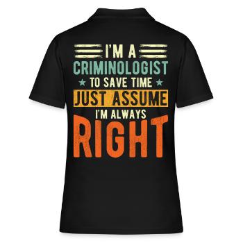 Criminologue Criminologie Informations nutritionnelles - Polo Femme - noir - Dos - Ailine (174cm)