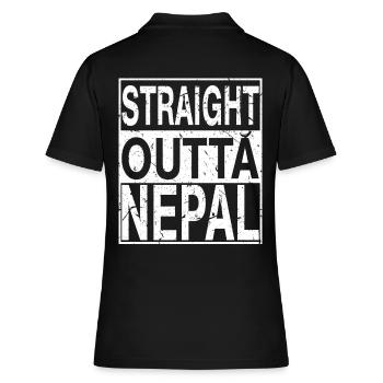 Nepal Straight outta Nepal - Frauen Polo Shirt - Schwarz - Hinten - Ailine (174cm)
