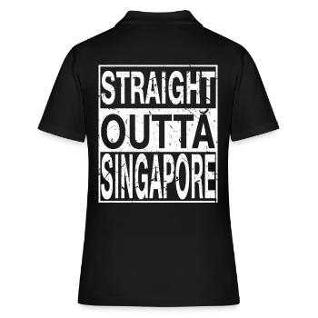 Singapur Straight outta Singapur - Frauen Polo Shirt - Schwarz - Hinten - Ailine (174cm)