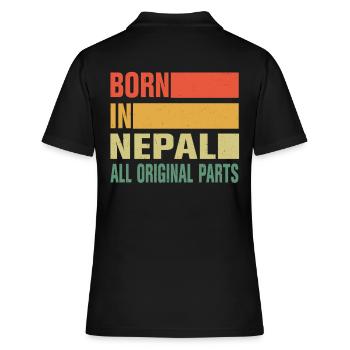 Geboren In Nepal - Frauen Polo Shirt - Schwarz - Hinten - Ailine (174cm)