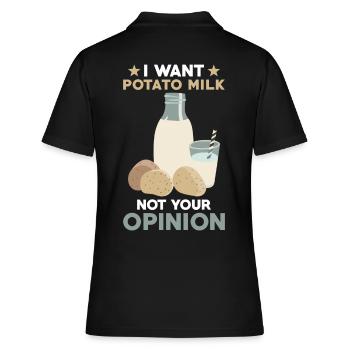 Kartoffel Milch Spruch Vegane Milch - Frauen Polo Shirt - Schwarz - Hinten - Ailine (174cm)