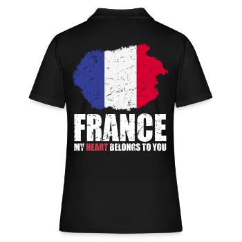 Français drapeau - Polo Femme - noir - Dos - Ailine (174cm)