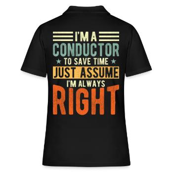 Dirigent - Frauen Polo Shirt - Schwarz - Hinten - Ailine (174cm)