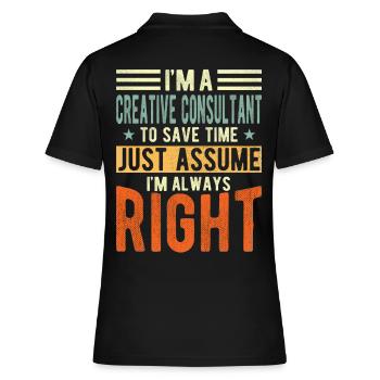 Kreativer Berater - Frauen Polo Shirt - Schwarz - Hinten - Ailine (174cm)