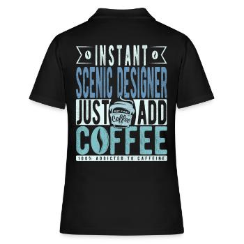 Scenic Designer Coffee Quote - Women's Polo Shirt - black - Back - Ailine (174cm)