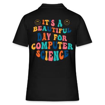 Computer Science Student - Women's Polo Shirt - black - Back - Ailine (174cm)