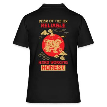 Ox Chinese zodiac sign - Women's Polo Shirt - black - Back - Ailine (174cm)