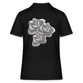 Rose Schwarz Weiß Rose Handgezeichnet - Frauen Polo Shirt - Schwarz - Hinten - Ailine (174cm)