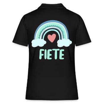 Fiete Name Regenbogen Baby - Frauen Polo Shirt - Schwarz - Hinten - Ailine (174cm)
