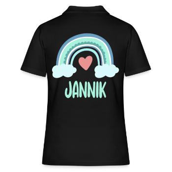 Jannik Name Regenbogen Baby - Frauen Polo Shirt - Schwarz - Hinten - Ailine (174cm)