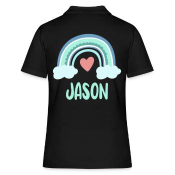 Jason Name Regenbogen Baby - Frauen Polo Shirt - Schwarz - Hinten - Ailine (174cm)