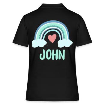 John Name Regenbogen Baby - Frauen Polo Shirt - Schwarz - Hinten - Ailine (174cm)
