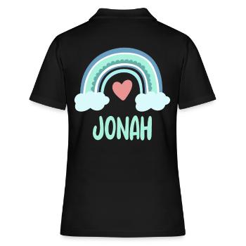 Jonah Name Regenbogen Baby - Frauen Polo Shirt - Schwarz - Hinten - Ailine (174cm)