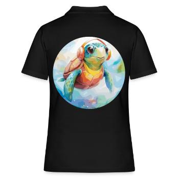 Beach Joy: Colorful Turtle Shirt - Women's Polo Shirt - black - Back - Ailine (174cm)
