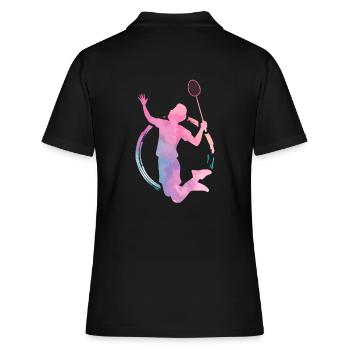 Badminton Hobby - Frauen Polo Shirt - Schwarz - Hinten - Ailine (174cm)