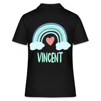 Vincent Name Regenbogen Baby - Frauen Polo Shirt - Schwarz - Hinten - Ailine (174cm)