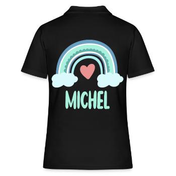 Michel Name Regenbogen Baby - Frauen Polo Shirt - Schwarz - Hinten - Ailine (174cm)
