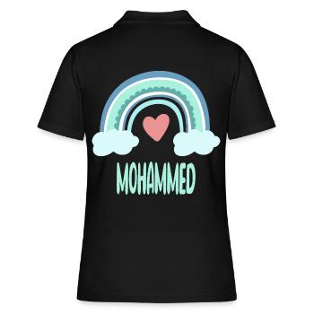 Mohammed Name Regenbogen Baby - Frauen Polo Shirt - Schwarz - Hinten - Ailine (174cm)
