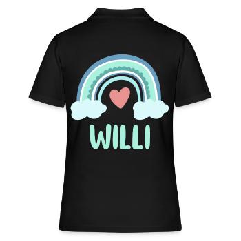 Willi Name Regenbogen Baby - Frauen Polo Shirt - Schwarz - Hinten - Ailine (174cm)