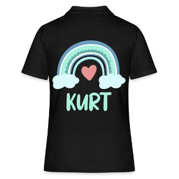 Kurt Name Regenbogen Baby - Frauen Polo Shirt - Schwarz - Hinten - Ailine (174cm)