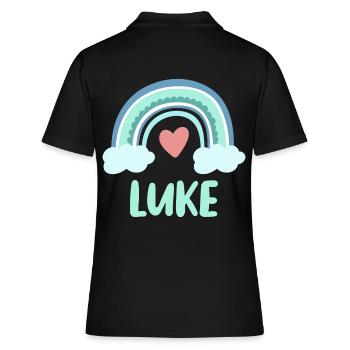 Luke Name Regenbogen Baby - Frauen Polo Shirt - Schwarz - Hinten - Ailine (174cm)