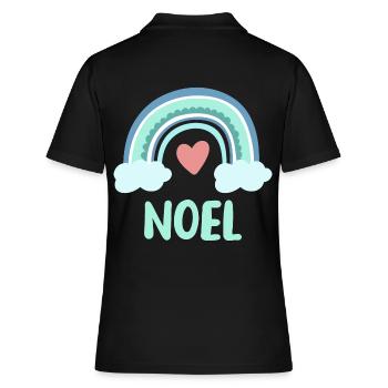 Noel Name Regenbogen Baby - Frauen Polo Shirt - Schwarz - Hinten - Ailine (174cm)