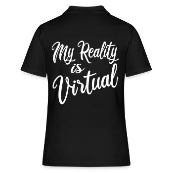 VR Gamer Réalité Virtuelle Vintage - Polo Femme - noir - Dos - Ailine (174cm)