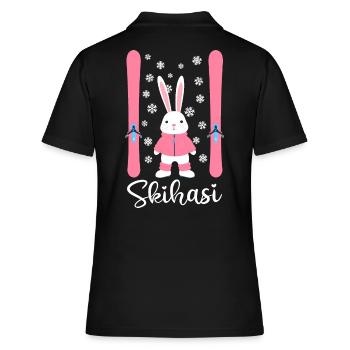 Skihasi Skihase Skiurlaub Wintersport Hase Schnee - Frauen Polo Shirt - Schwarz - Hinten - Ailine (174cm)