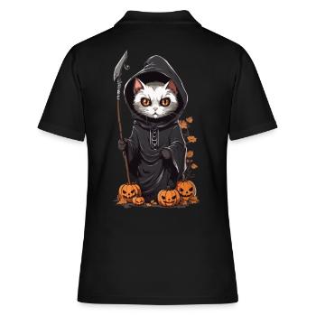 Süßer Halloween Katzen Druide Kostüm Design - Frauen Polo Shirt - Schwarz - Hinten - Ailine (174cm)
