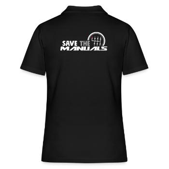 Save The Manuals - Funny Three Pedals Car Guy - Frauen Polo Shirt - Schwarz - Hinten - Ailine (174cm)