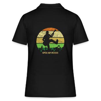 Open Air Rocks - Gitarrist - Frauen Polo Shirt - Schwarz - Hinten - Ailine (174cm)