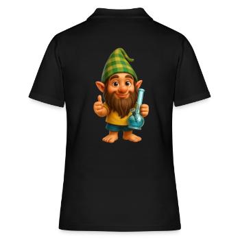 Cooler Zwerg mit Bong Cannabis Weed Marijuana - Frauen Polo Shirt - Schwarz - Hinten - Ailine (174cm)